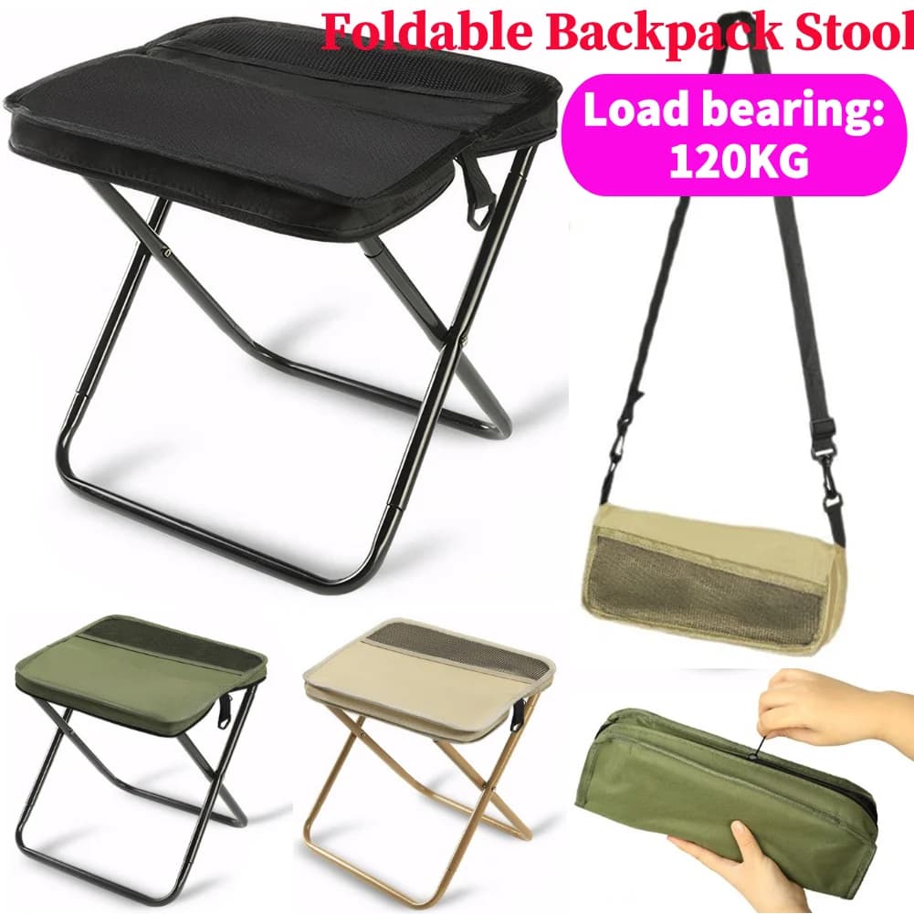Sgabello pieghevole per astuccio da esterno con borsa a rete Sgabello tascabile Sgabello da pesca portatile Sedie da campeggio per picnic da viaggio per il tempo libero