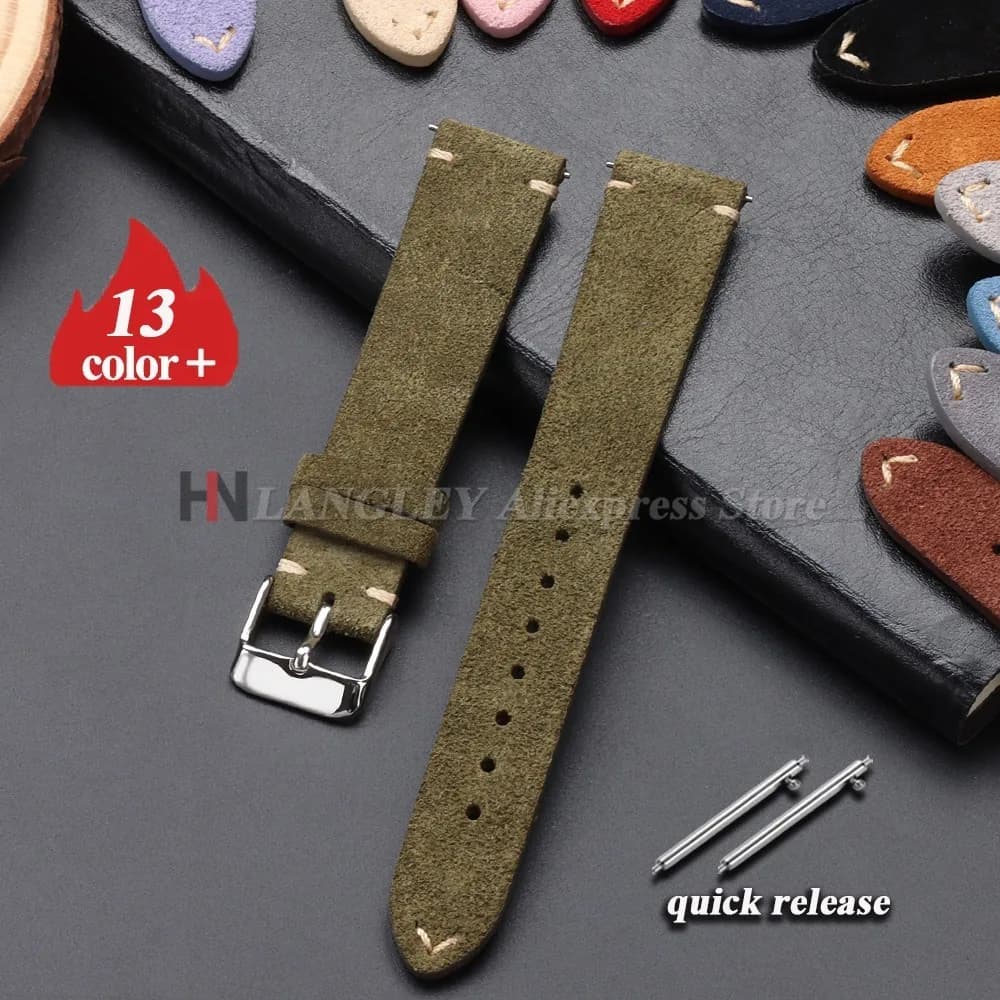 Quick Release Suede Soft Leather Watch Strap for Seiko 18/20/22mm for Huawei Watch Gt3/Gt4 Bracelet 14/16mm Women's Cuff in calf leather
