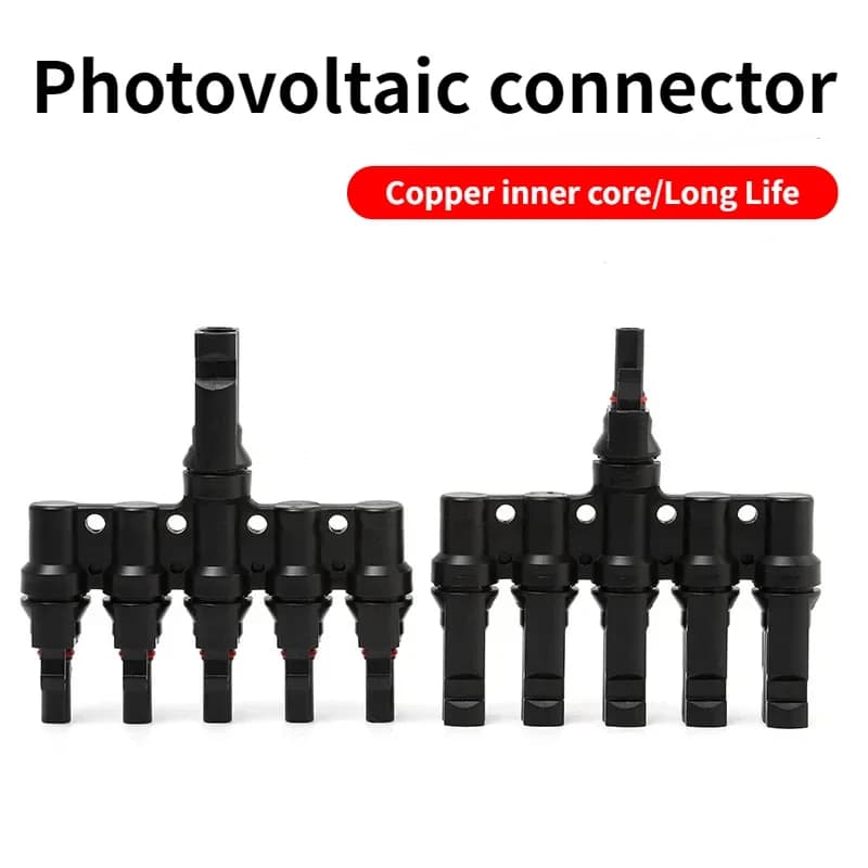 Connettore cinque in uno tipo T Linea di generazione di energia solare fotovoltaica Dispositivo parallelo Pannello batteria Connettore a cinque vie