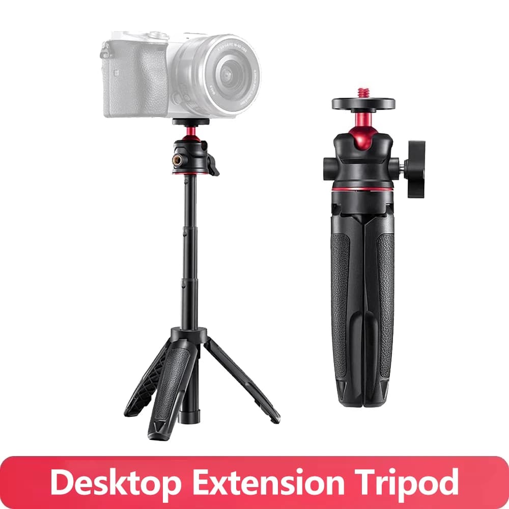 Supporto per impugnatura con impugnatura per treppiede da tavolo estensibile con testa a sfera flessibile Vite da 1/4 per fotocamera d'azione selfie per telefono GoPro