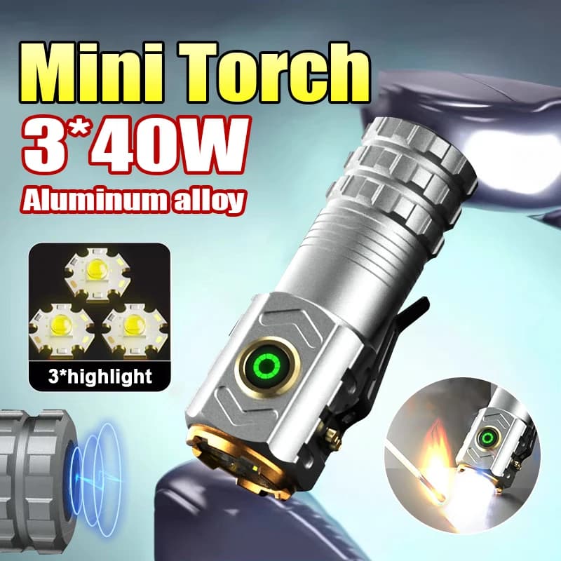 30000LM Super Potente Faretto Accensione Torcia Mini Torcia Potente Magnete Mini Torcia LED per Avventura di campeggio all'aperto