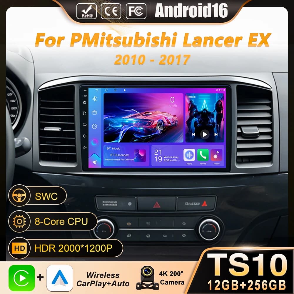 Autoradio Android 16 per MITSUBISHI LANCER 9 10 X 2008-2016, Stereo GPS con Carplay, Schermo Auto 4G WIFI