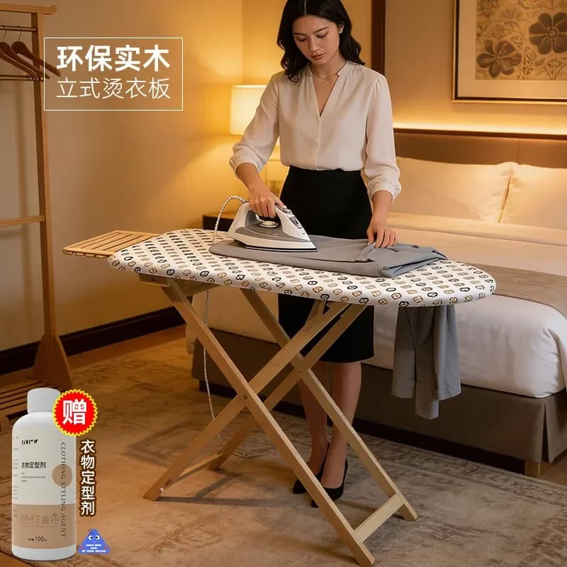 for High-grade Retro Wooden Ironing Board Household Folding Electric Iron Backing Plate Solid Wood Rack for Clothes Ironing