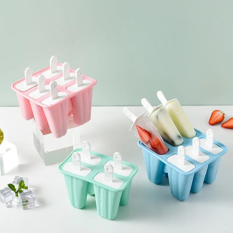 Stampi per ghiaccioli in silicone, 4 pezzi, senza BPA, riutilizzabili, facili da usare, per preparare ghiaccioli e gelati fatti in casa