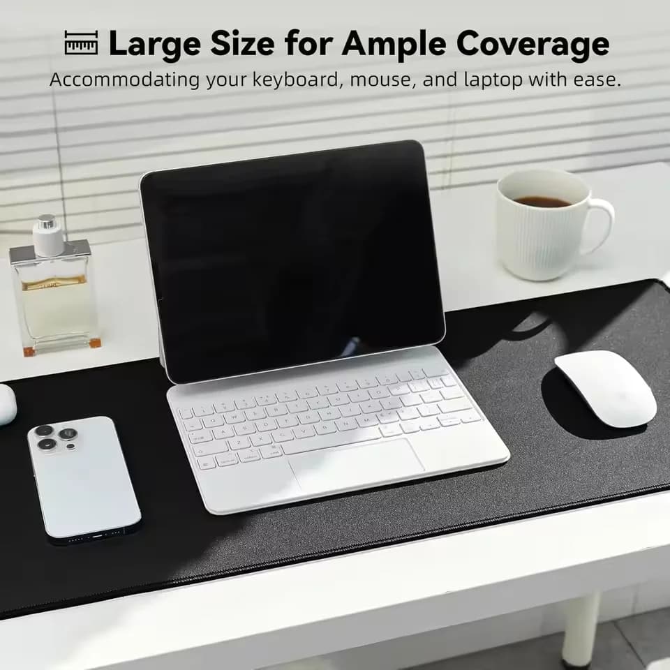 Black Mousepad Portable Mouse Pad Large Gaming Waterproof Non-slip PU Suede Desk Mat Computer Desk Keyboard Desk Pad Mats