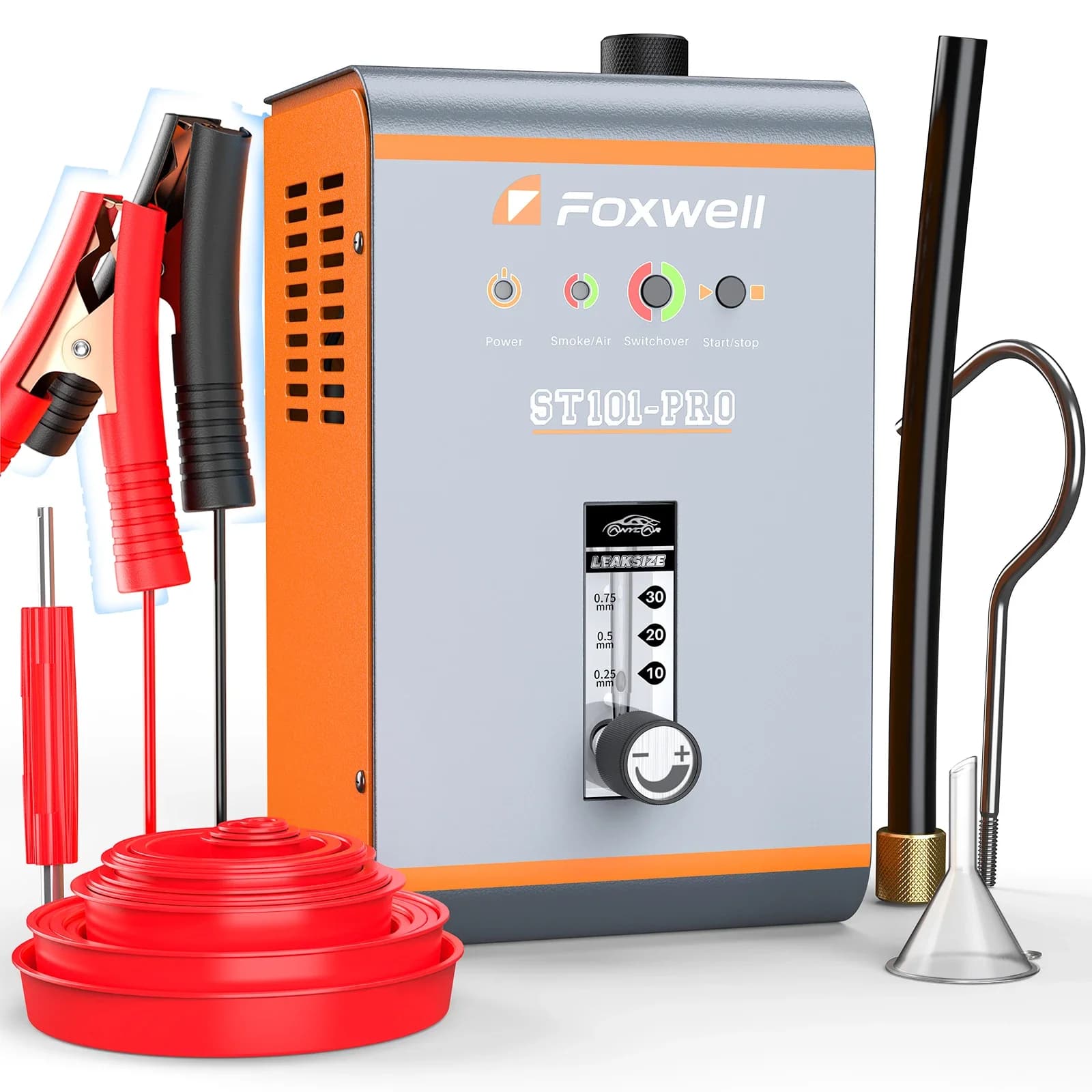 FOXWELL ST101 Pro Car EVAP Rilevatore di perdite per macchina del fumo con pompa d'aria incorporata e misuratore di fiori, aspirapolvere professionale per motori automatici