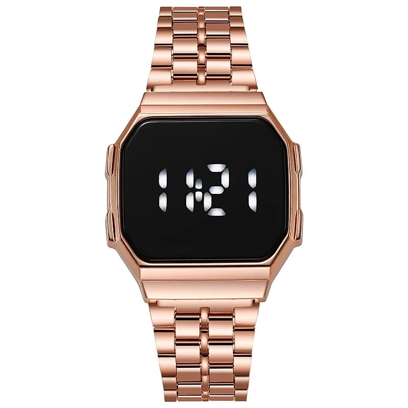 New Digital Watch LED Touch Screen for Woman and Man, Retro Style Rose Gold and Silver