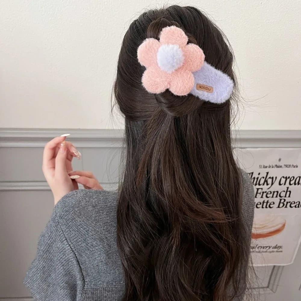 Special Occasions Sweet Flower Hair Clip Cute Soft Headwear Accessories Fashion Large Duckbill Clip Daily