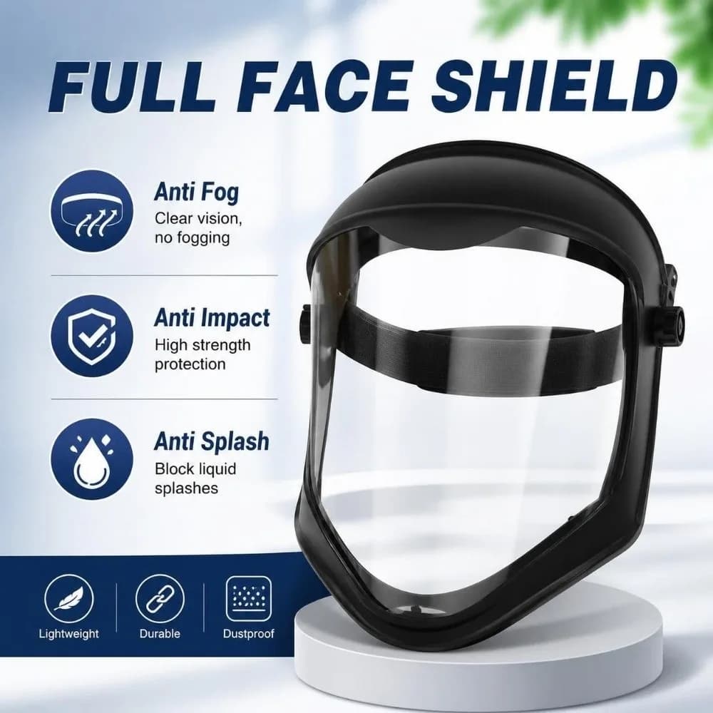 Multipurpose Anti Fog Full Face Shield Anti Splash Dustproof Welding Mask Durable Anti Impact Safety Visor Outdoor Use