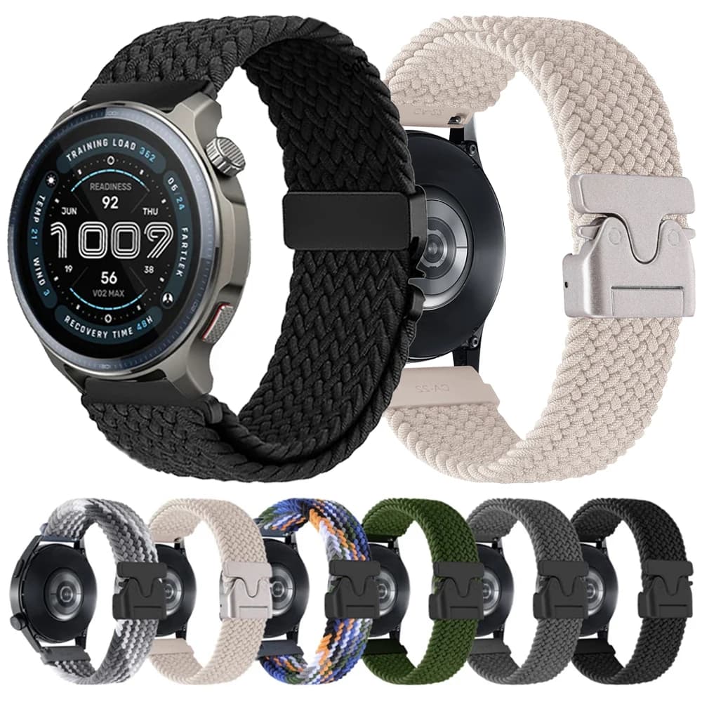 Cinturino in nylon per Amazfit Balance 2 Cinturino per Amazfit Active 2 Bip6 U Pro/GTR 4 3 2/GTS 4 2 mini/Stratos 3 2S Bracciale intrecciato