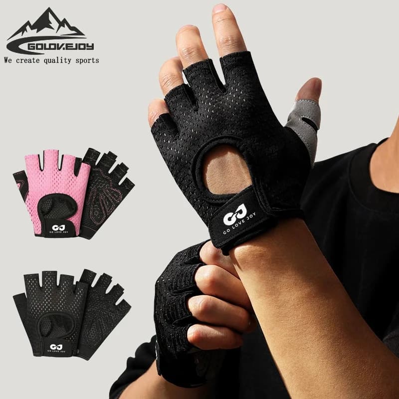 1 Paio di Guanti Estivi Mezze Dita in Seta Ghiaccio Breathable for Gym Fitness Woman Man with Non-slip Cycling Bearings