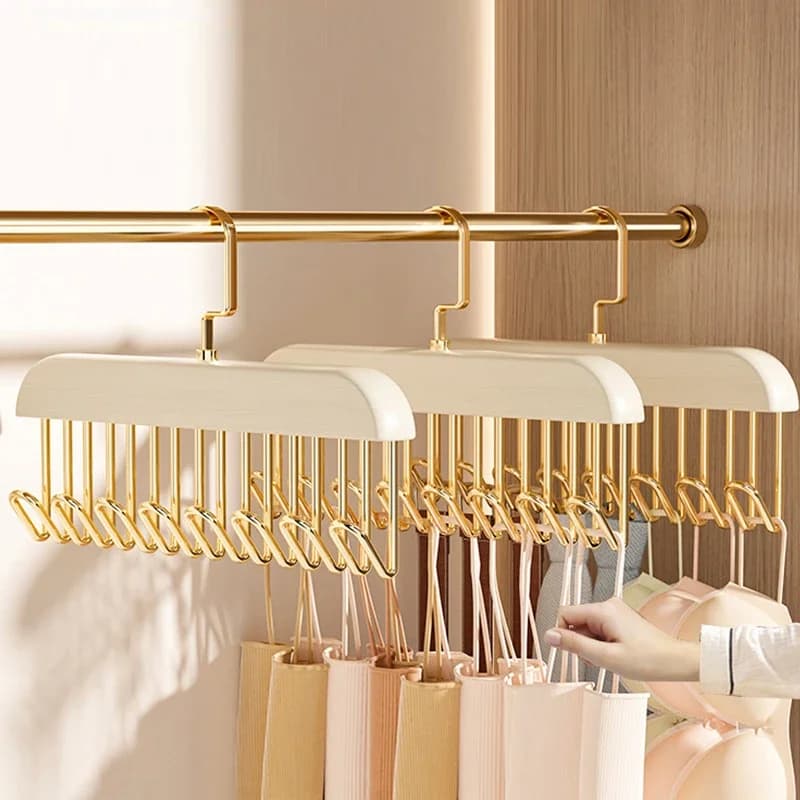 5pcs/set Sling Hanger Functional Lingerie Tank Storage Rack Household Solid Wood Hooks Wave Clothes Hanger Home Organization