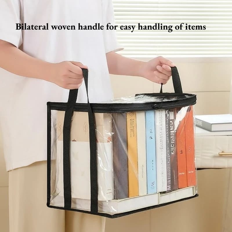 3pcs Transparent Storage Boxes with Flip -Top Lid - Large Rectangular Organizer Bins for Books, Documents, and Archives