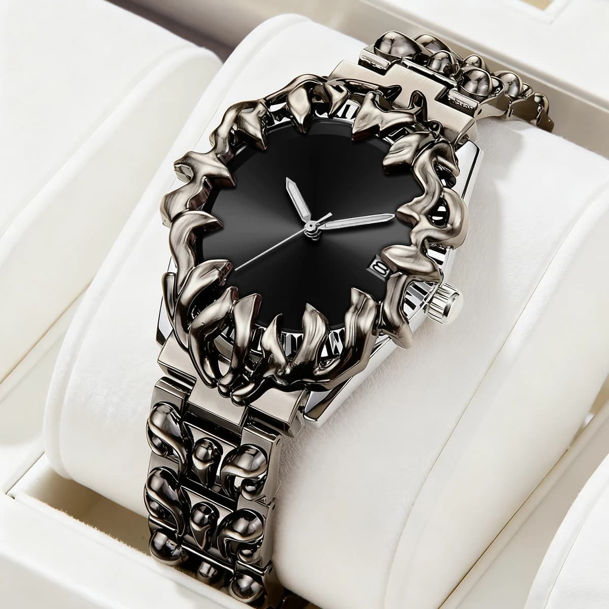 Stainless Steel Men Watch 40mm Creative Quartz Movement Clock Casual Sports Waterproof Men Mechanical Wind Military Wristwatches