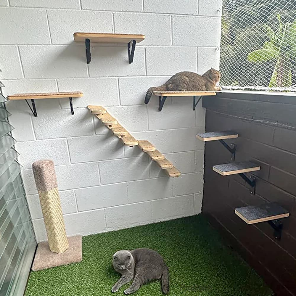 Mensola per gatti con comodo cuscino Ripiani e posatoi curvi per gatti Mobili per gatti montati a parete per dormire, giocare e arrampicarsi