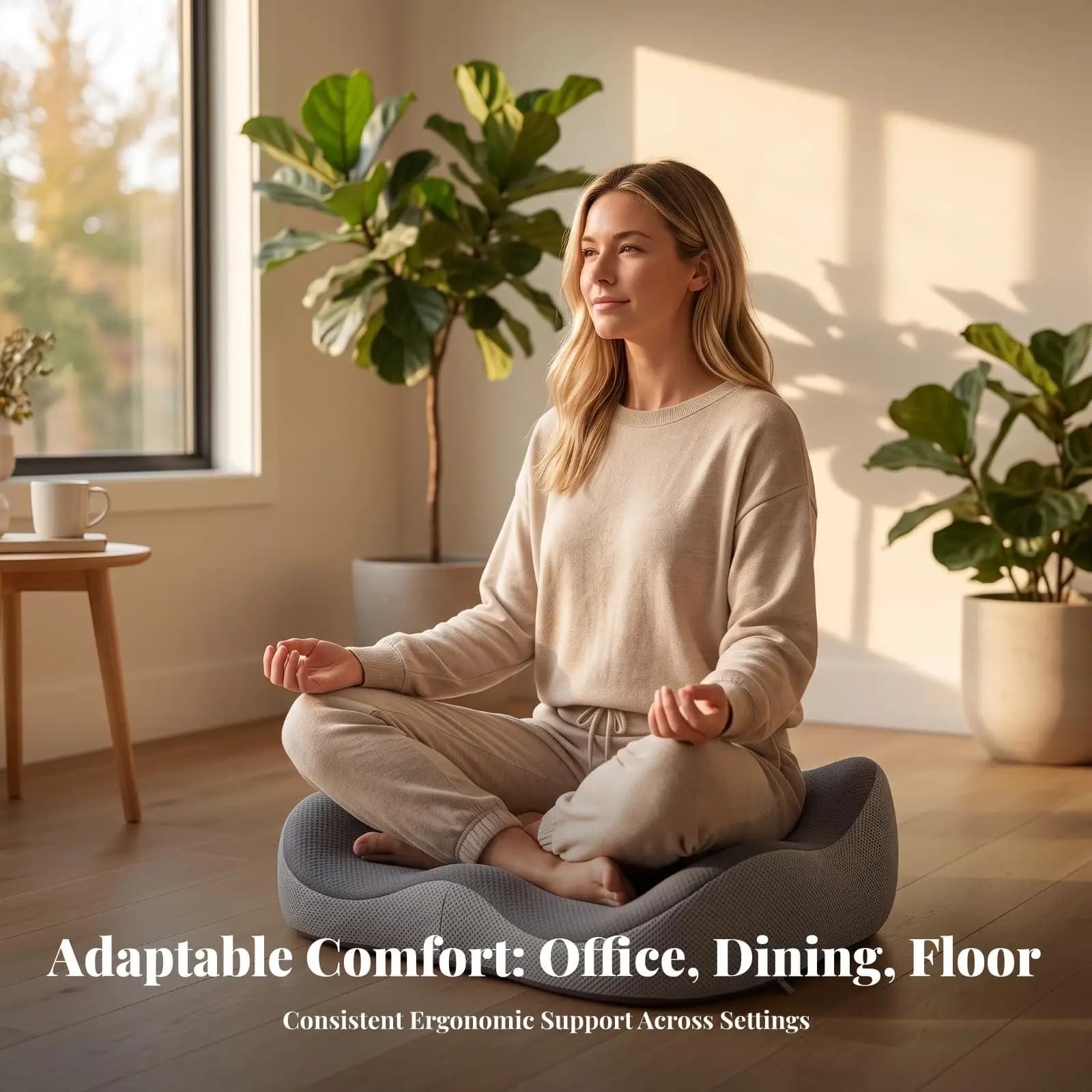 Compact Meditation Cushion with Contoured Design and Memory Foam Fill for Yoga Sitting Pillow Cushion for Tatami Mat Area