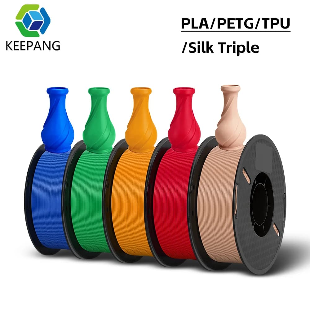 KEEPANG 3D PLA/PETG/Silk PLA/TPU Filament 1.75mm 5Roll Mix Color Neatly Wound 3D Printing Material for Bambu 3d Printer