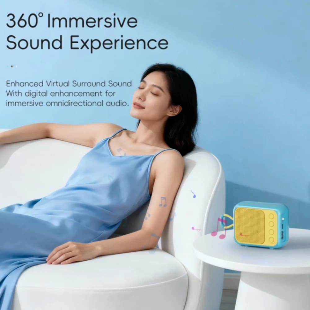 Portable Wireless Speaker ABGI 2000mAh Bluetooth 5.3 for Cell Phone, Desktop, Home, Exterior, Mini Subwoofer Pratico
