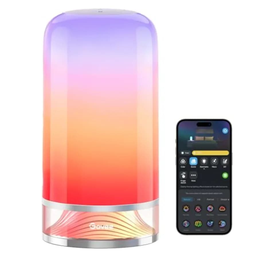 RGBIC Smart Table Lamp 2, Touch Bedside Small Table Lamp Corded LED Desk Lamp Compatible with SmartThings, Matter, Alexa, Night