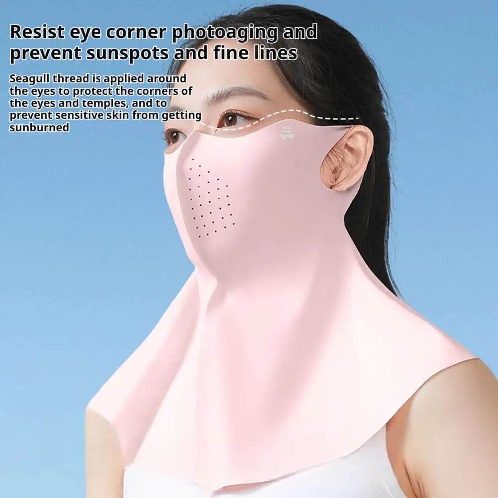 Grande Sciarpa/Velo Parasole Antibatterico per Collo e Viso, Protezione UV, Traspirante, in Seta Ghiaccio, Unisex, per Sport Estivi