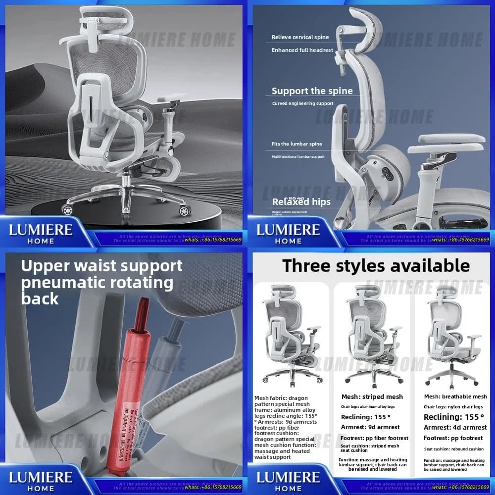 Sedia da ufficio ergonomica con funzione di massaggio del riscaldamento della ventilazione Sedia da gioco per computer reclinabile Comoda sedia da lavoro per la casa
