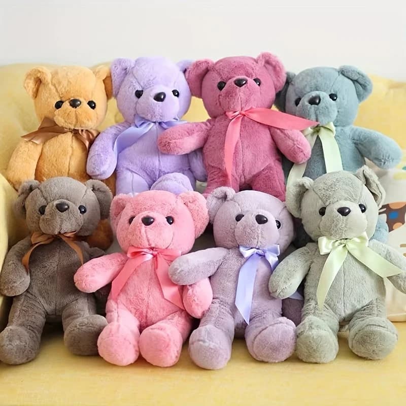 1pc nastro multicolore orsacchiotto peluche bambole animali morbidi festa di compleanno matrimonio decorazione della casa arredamento della camera regalo di Natale