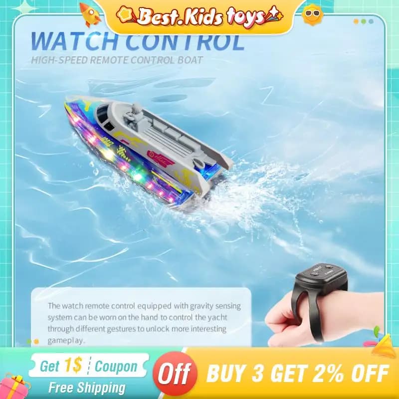 JC017 2.4G RC Stunt Alta Motoscafo Elettrico Doppio Telecomando 4CH Barca Impermeabile Con Luci Giocattoli Per Bambini Ragazzo Gioco D'acqua All'aperto