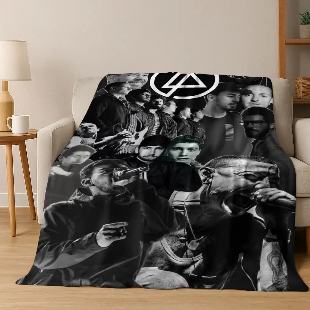 Coperta classica in flanella artistica L-Linkin Park Sign Rock Band, coperta morbida e accogliente per la casa, camera da letto, divano letto, copertura da picnic, regalo per bambini