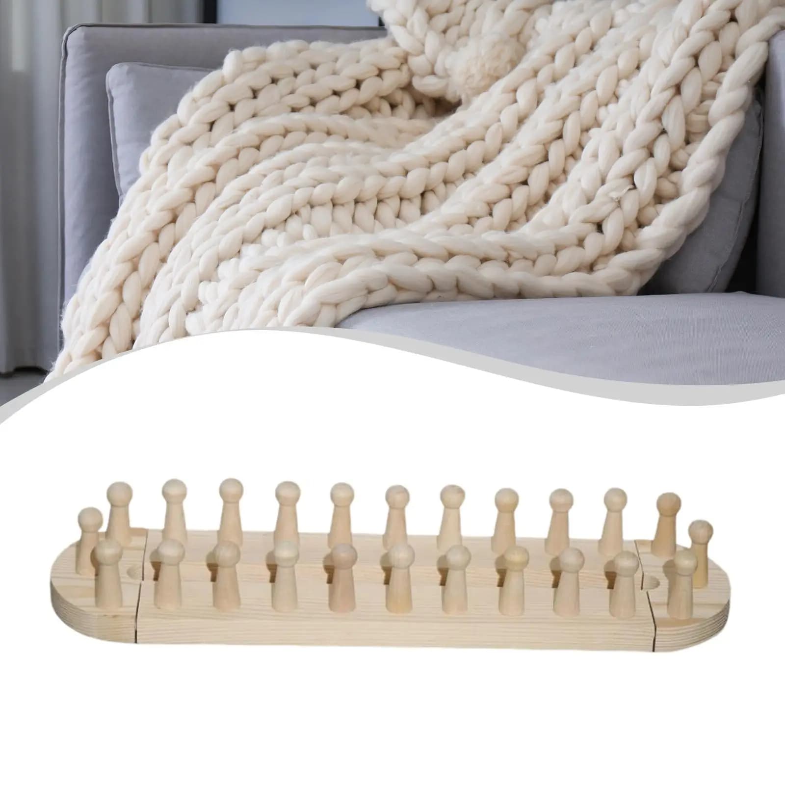 DIY Chunky Knit Blanket Loom Sturdy Wooden Weaving Loom Frame Beginner Friendly Craft Tool for Sofa