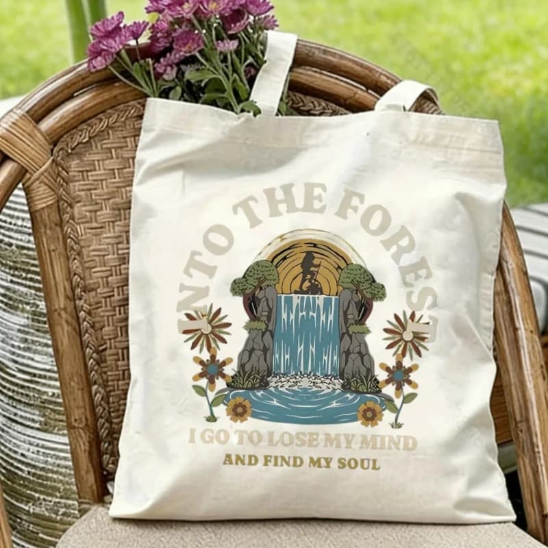 1PC Into The Forest Canvas Tote Borsa a tracolla riutilizzabile ecologica