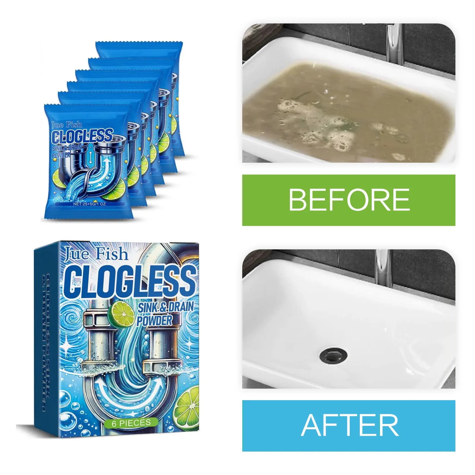 Exhaust hoof removal powder eliminates kitchen wc blocks clogging deodorization sewer dredging cleaner tube disintegration agent