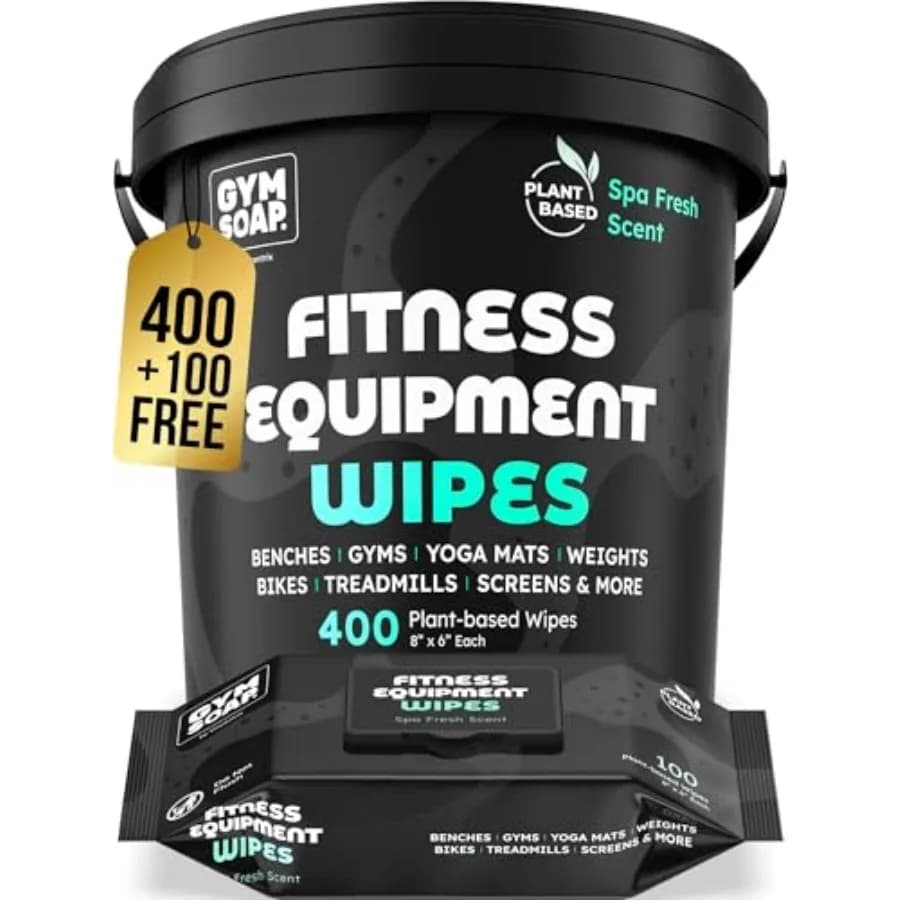 Salviette Detergenti per Tappetini da Palestra e Yoga a Base Vegetale - 500 Salviette per Pulire Attrezzature da Palestra, Tapis Roulant, Bici Peloton - Palestra
