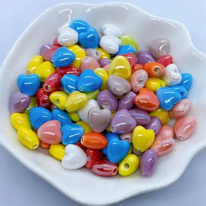 Perline in ceramica d'amore da 12 mm Perline sfuse a forma di cuore di pesca per la creazione di gioielli Collana con ciondoli fai da te Bracciale Orecchini Accessori artigianali