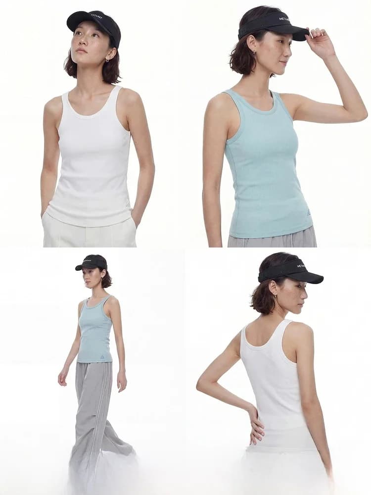 Cloud Life Weightless U-Neck Slim Fit Vest Top casual da donna in misto cotone traspirante e anti-sudore per l'estate