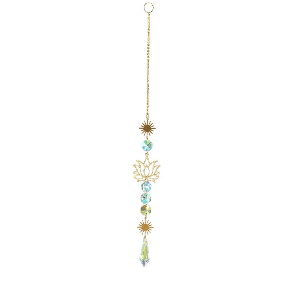 Crystal Lotus Hanging Wind Chimes Stained Glass Suncatcher Aesthetic Landscape Window Drop Bell Balcony Yard Sun Catcher