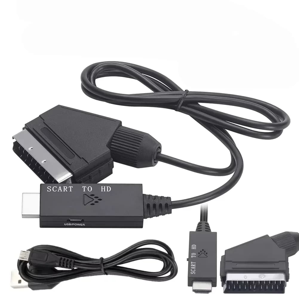 Adattatore convertitore da SCART a HDMI - Upscaler 720P/1080P con audio per lettore DVD a HDTV, compatibile PAL/NTSC