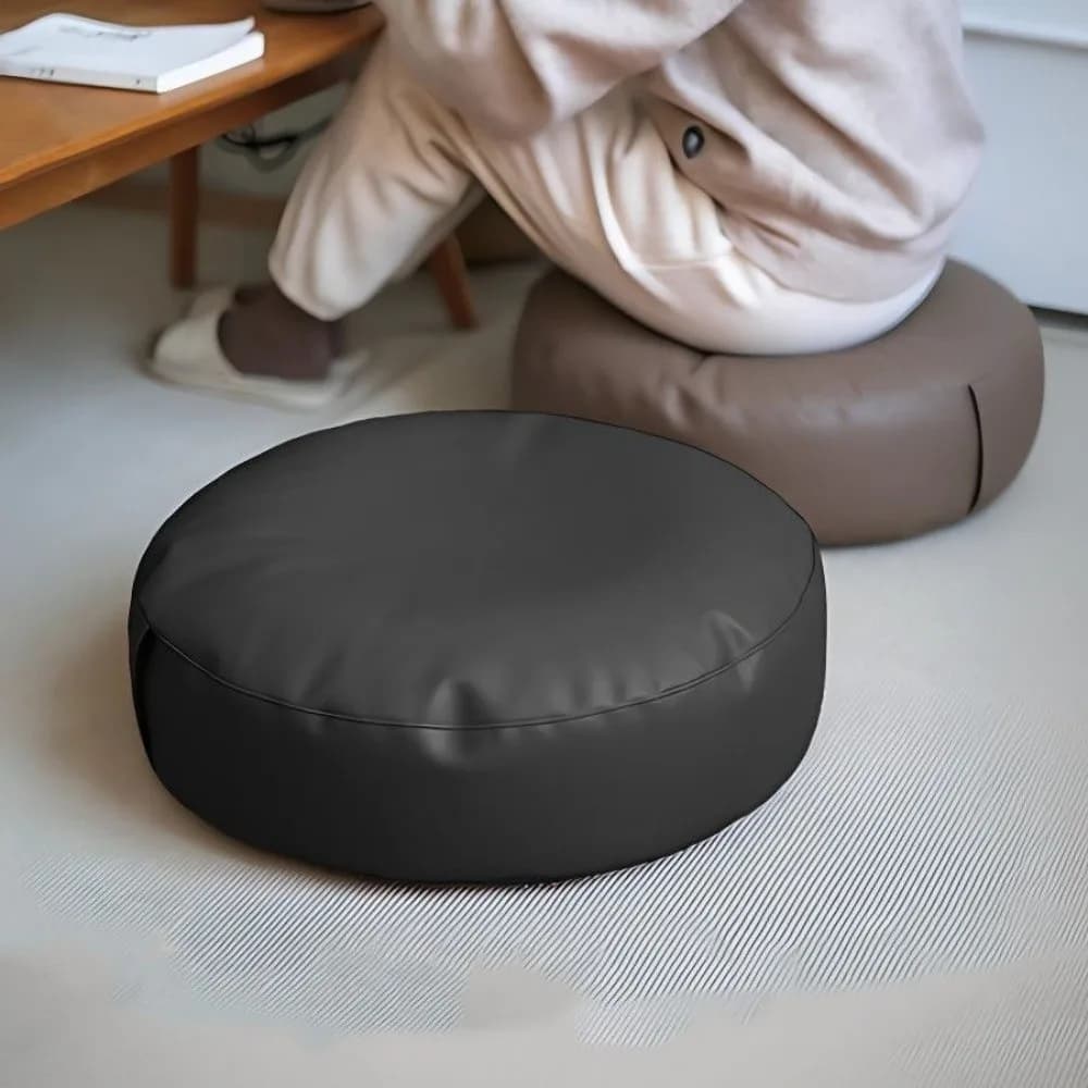 Decorative PU Leather Round Seat Cushion Thicken with Filling Chair Cushion Waterproof Soft Meditation Cushion Dorm Use