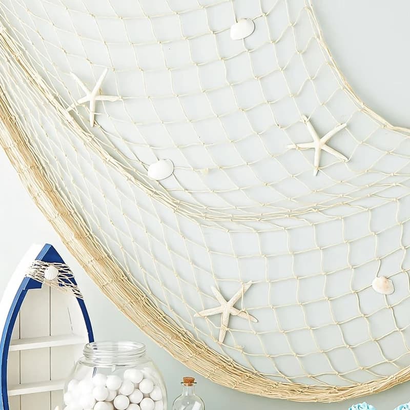 Wall Hanging Fishing Net Hawaiian Ocean Theme Decor Indoor Outdoor Fish Nets Ornament Beach Pirate Nautical Themed New 2026