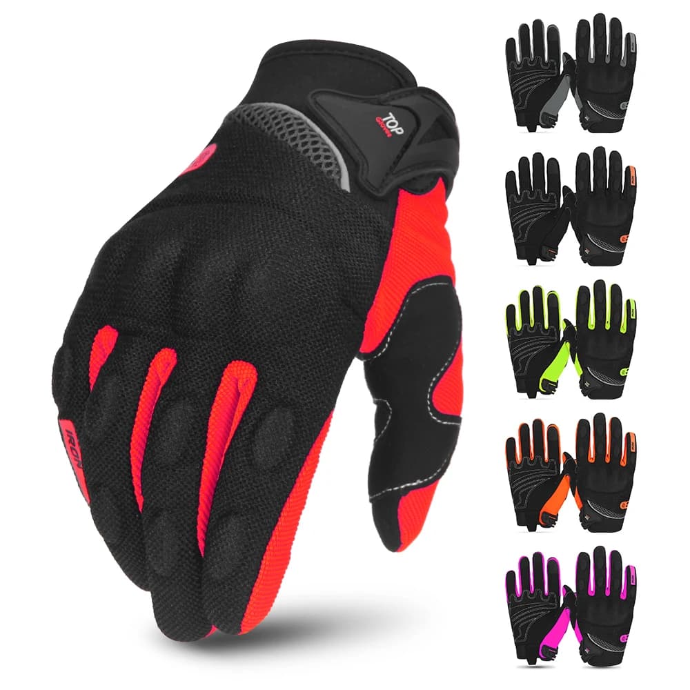 Guanti da moto Guanti da moto traspiranti in rete estiva Guanti da motocross touch screen da uomo Guanti da ciclismo touch screen con dita intere
