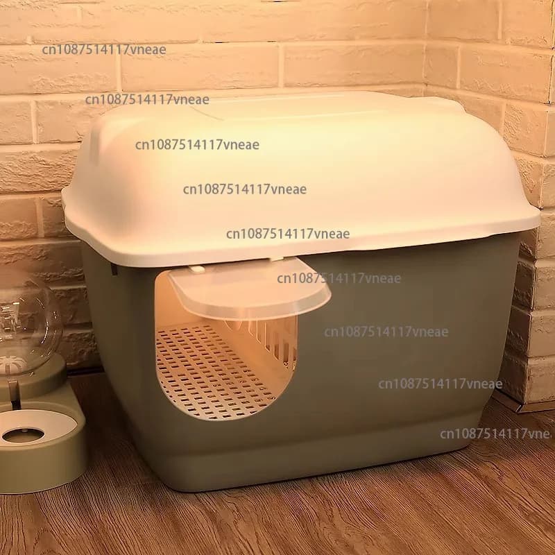 Lettiera per gatti da corridoio, completamente chiusa, antispruzzo di sabbia, toilette gigante di grandi dimensioni