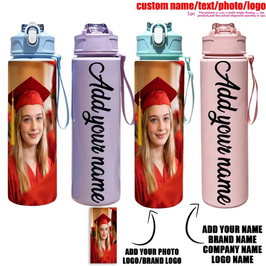 25 oz personalized water cup with customizable name and pattern, leak-proof and reusable plastic bottle, suitable as an ideal gi