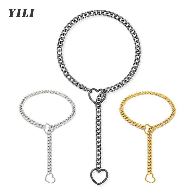 Collana a catena con anello a forma di cuore per donna, fatta a mano, stile gotico punk rock, collana cubana, gioiello regolabile, collana a Y.