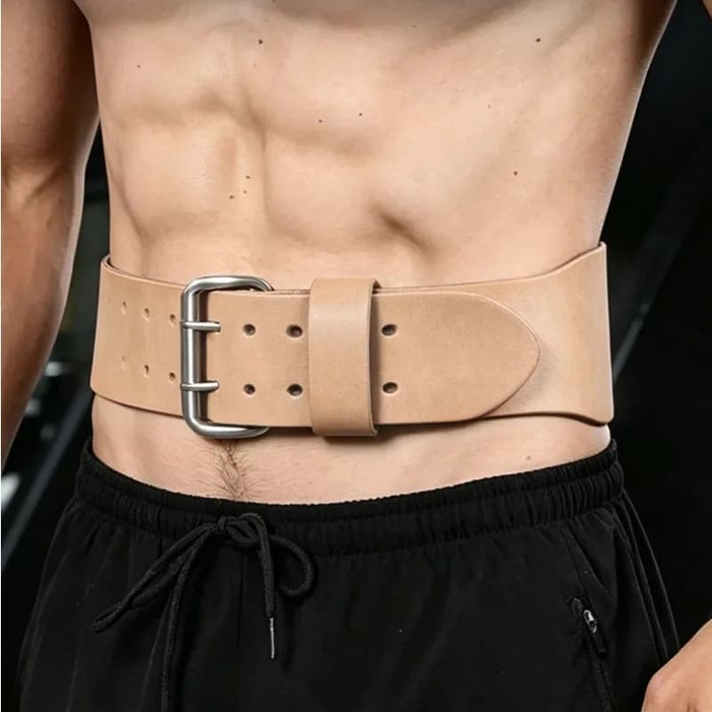 Full Grain Cowhide Weight Lifting Belt Adjustable Sturdy Brown Leather Lumbar Support Belt Heavy Duty Waist Protector