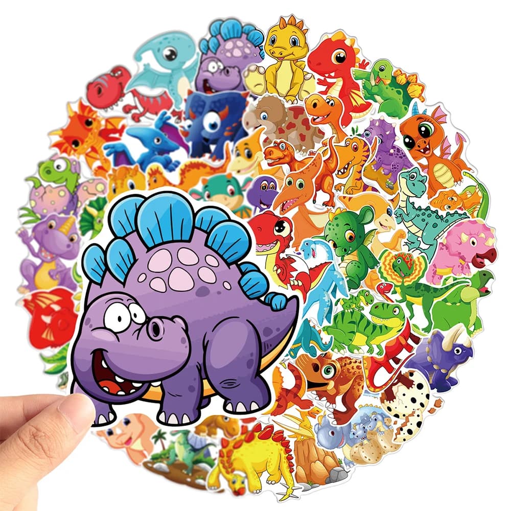 10/30/60pcs Colorful Dinosaur Cartoon Stickers Cute Waterproof DIY Laptop Luggage Notebook Reward Sticker Toys Gifts