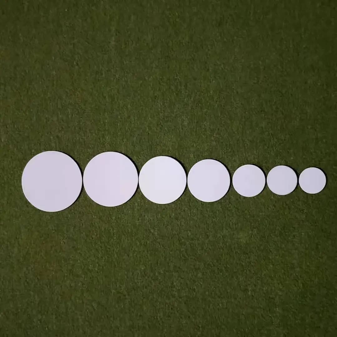 50 pz/lotto sublimazione personalizzata spazi vuoti dischi in alluminio fogli rivestiti piastre per stampa a sublimazione