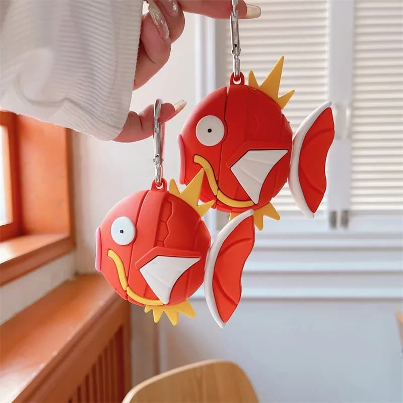 Protective Case in Silicone 3D in Shape of Fish Magikarp Pokemon for Airpods 4 3 2 1 / Airpods Pro 2 - Idea Gift