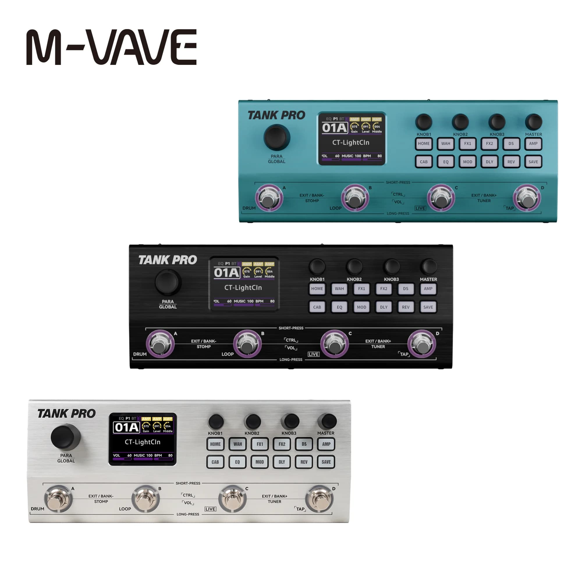 M-VAVE TANK PRO Electric Guitar Bass Multi-Effects Pedal Professional Digital Effects Processor Portable Musical Instrument