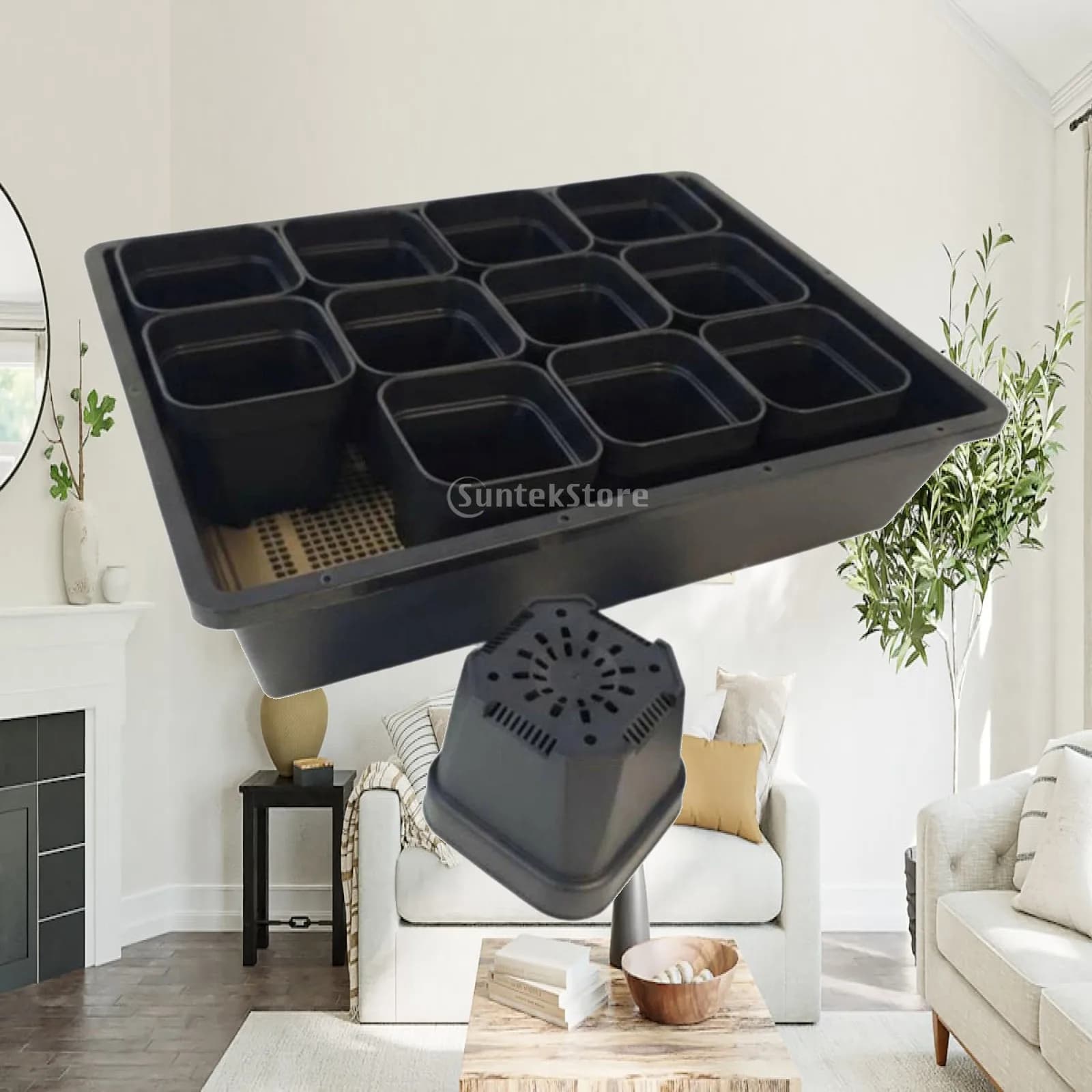 Seed Starter Nursery Tray with Solid Base for Plant Propagation Clear Cover Tray for Vegetables Flowers Reusable Outdoor Plant