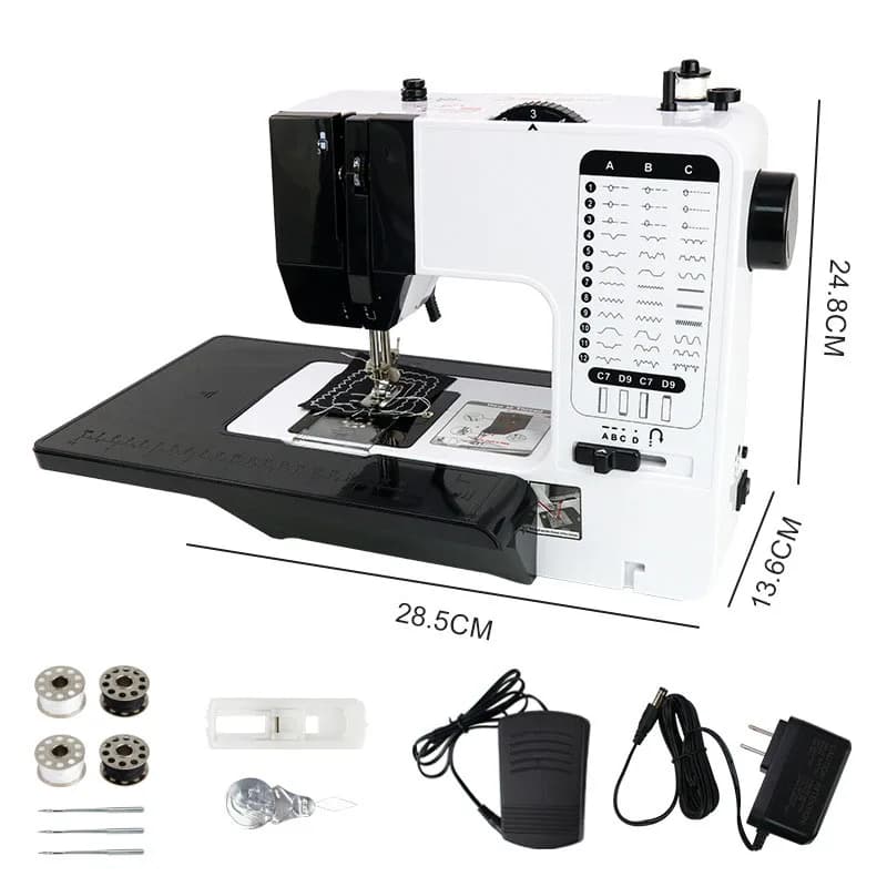 Macchina da cucire elettrica portatile 220V/110V per principianti con 38 punti incorporati da cucire con kit di accessori per tavolo di estensione