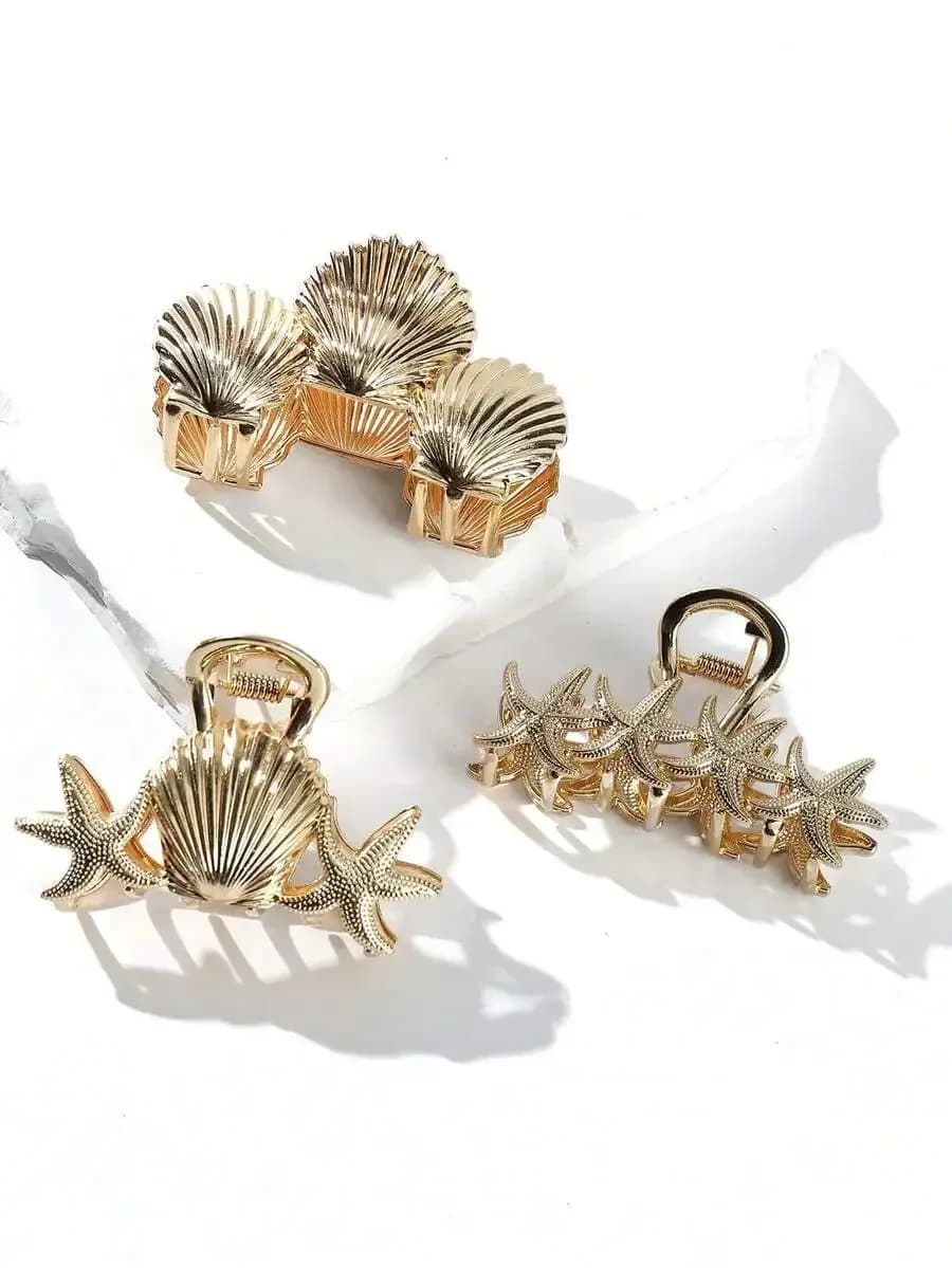 Fermagli per capelli a forma di conchiglia e stella marina per l'estate, accessori per capelli a tema oceano per donna